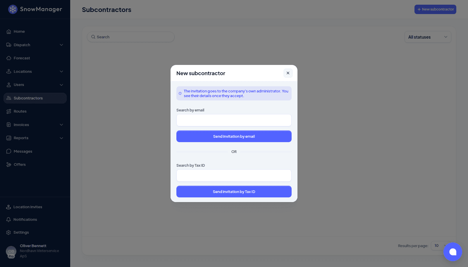 Tilføj en ny underleverandør i SnowManager med e-mail eller CVR-nummer